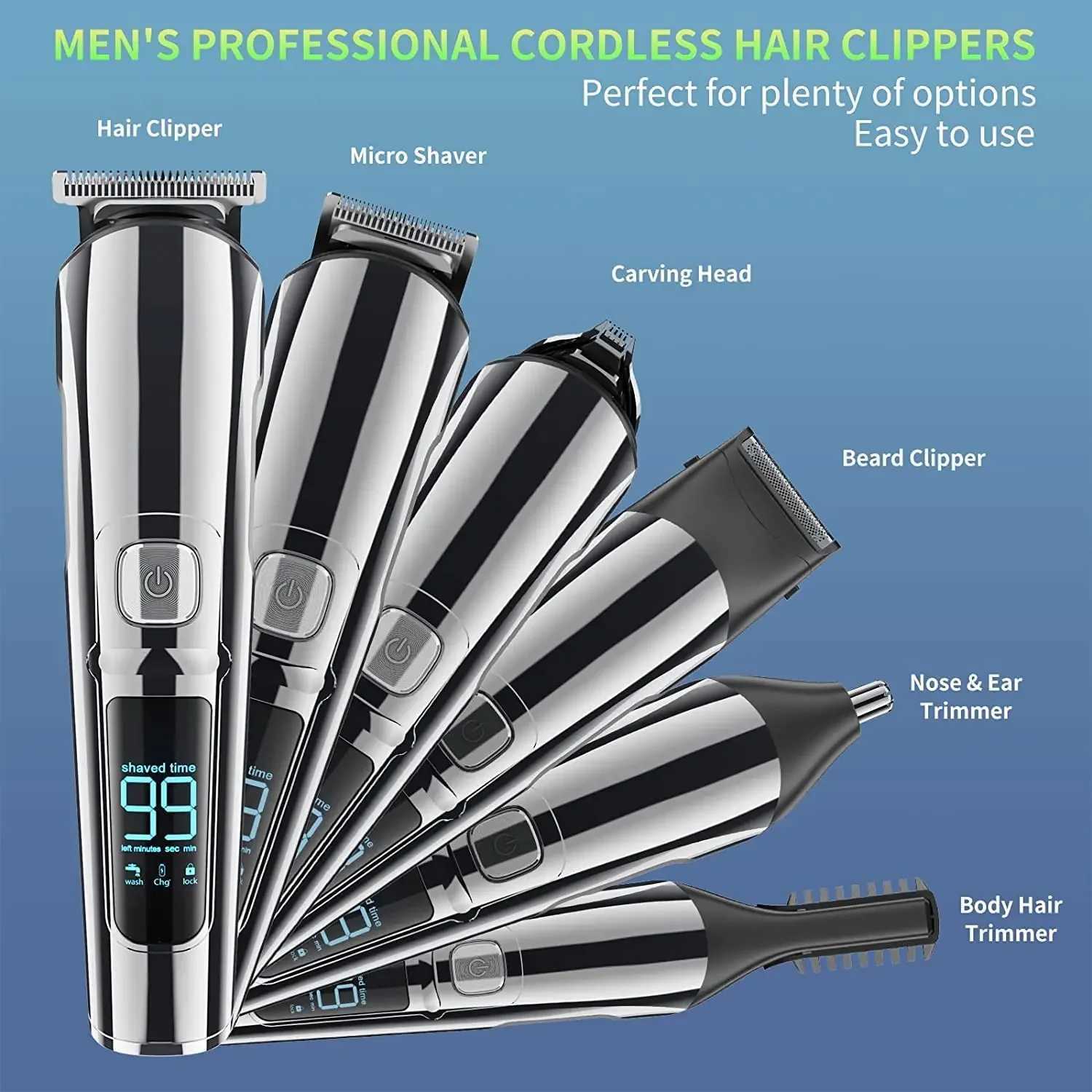 Kemei All In One Hair Beard Trimmer For Men Facial Body Groomer Hair Clipper Electric Shaver Nose Wet Dry Trimmer MustachePubic XJ250624