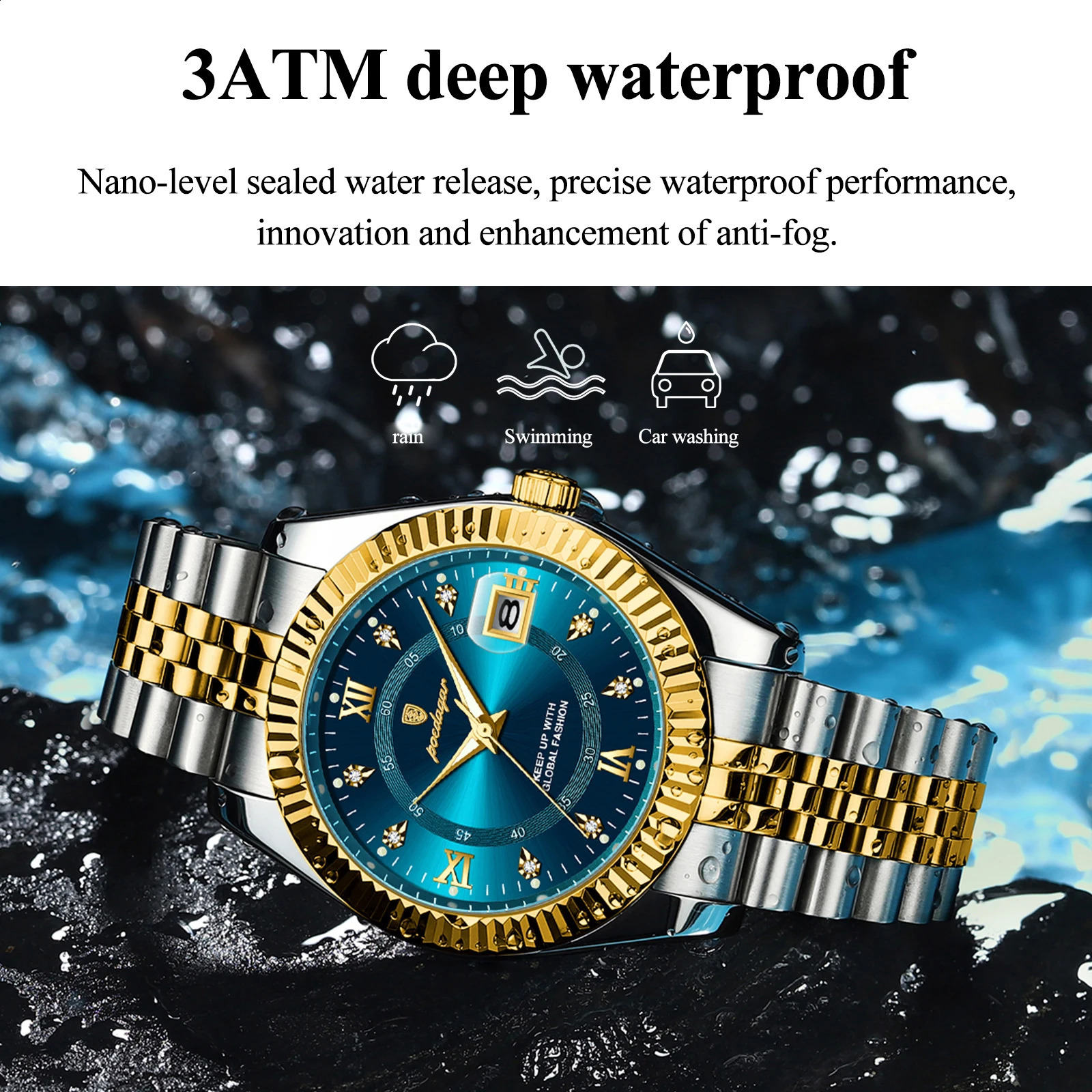 Poedagar sports watch mens waterproof luminous date mens watch quartz stainless steel mens watch Relojbox mens watch 241009