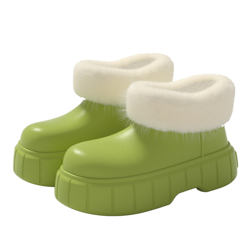 2024 free shipping new designer warm indoor home versatile boots women thick heels winter snow martin rain boots fur furry thick soled winter boots