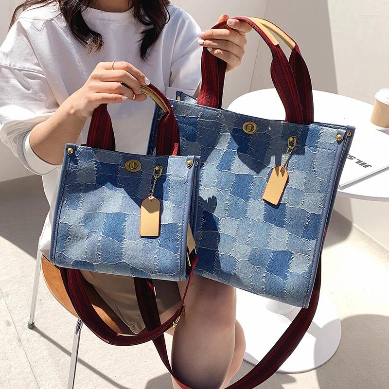 Drawstring Canvas Large Capacity Shoulder Crossbody New Bags Women's Fashion Retro Geometric Grid Travel Portable Storage Handbags