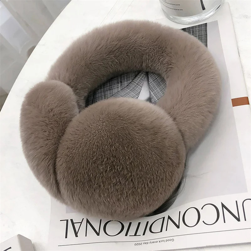 Womens Winter Fur Earmuffs High Quality Rex Rabbit Fur Thickened Warm Earmuffs Soft And Fluffy Cold Protection Earmuffs 241024