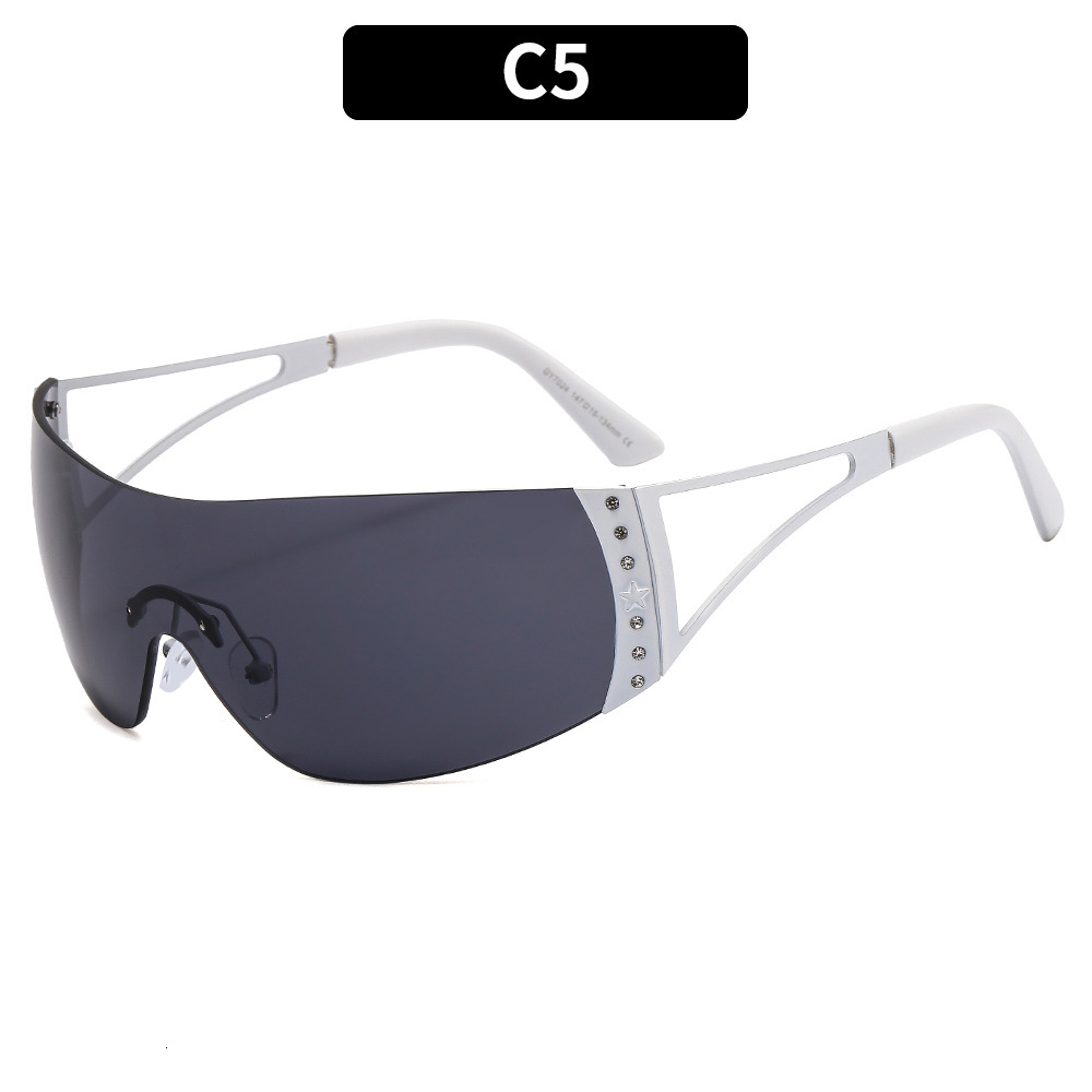 one-piece diamond inlaid millennium vintage spicy girl sunglasses, futuristic glasses