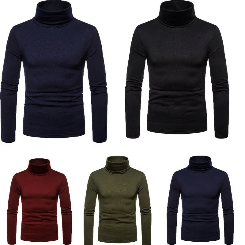 Men Thermal Turtle Neck Long Sleeve Skivvy Turtleneck Sweaters Stretch T Shirt Tops Pullover Spring Autumn Tee 241021