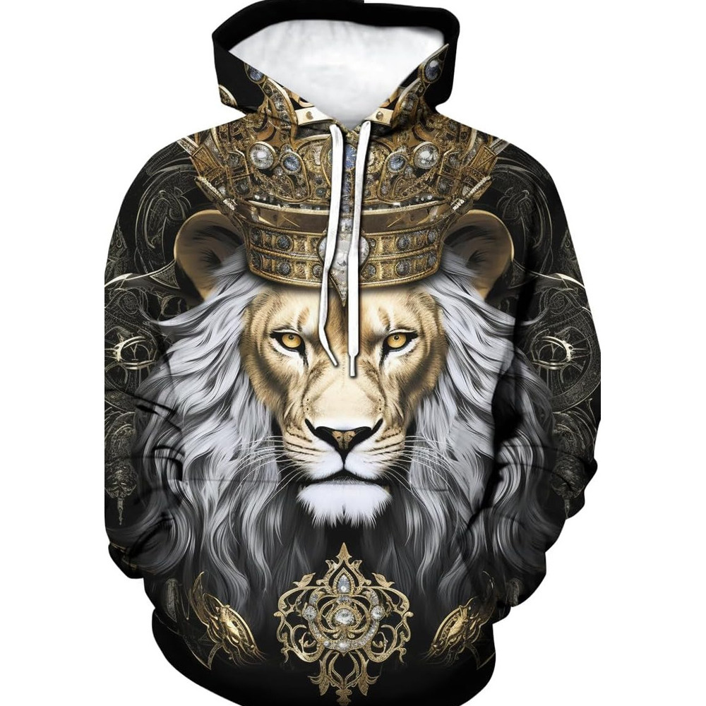 Hoodie for Mens Womens Mens Lion Hoodie Fashion Lion Printed Hoodies Novelty Sweatshirts Fashion Pullover Graphic Fashion Hip Hop