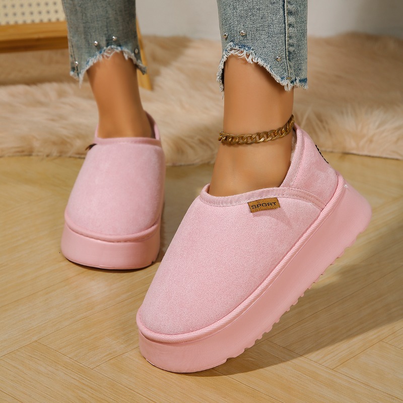 New designer winter thick soled retro snowshoes with warm and plush interior, fashionable women's outdoor casual flat shoes