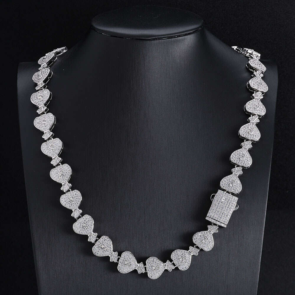 hip hop 15mm usd money bag cuban jewelry high grade men's necklace