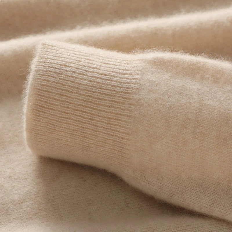 100% Merino Wool Sweater Mens Round Neck Knitted Hoodie Spring Autumn Cashmere Versatile Basic Menswear 241021