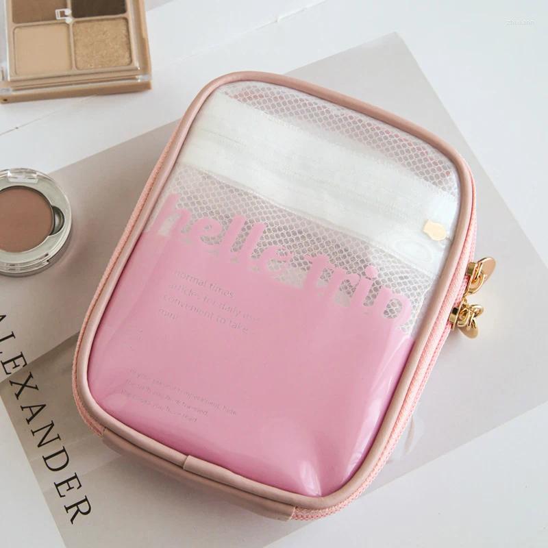 Free Shipping Cosmetic Bags Mini Clear Travel Makeup Organizer Bag Small Cute Preppy Zipper Toiletry Storage Clutch Coin Pouch Designer Bag Luxury Bag