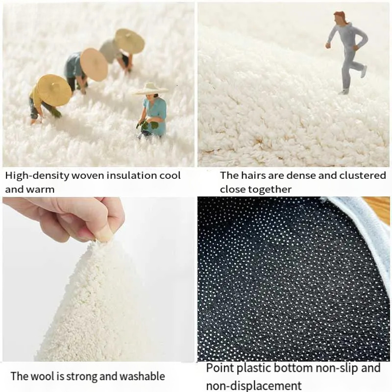 60cm Rainbow Art Cartoon Carpet Fake Anime Home Soft Fur Rugs Children Girl Bedroom Living Room or Mat Doormat Decor H260226