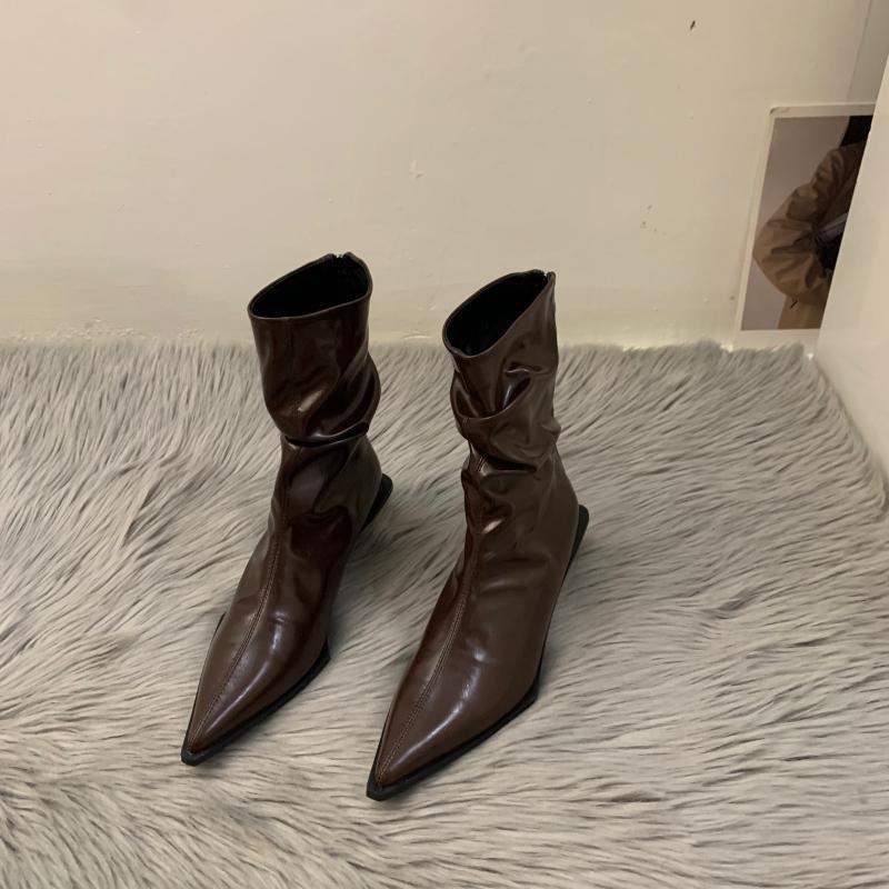 Women's Pointed High-Heel Boots: 2024 Western Cowboy Style Zipper Toe Boots b8e9