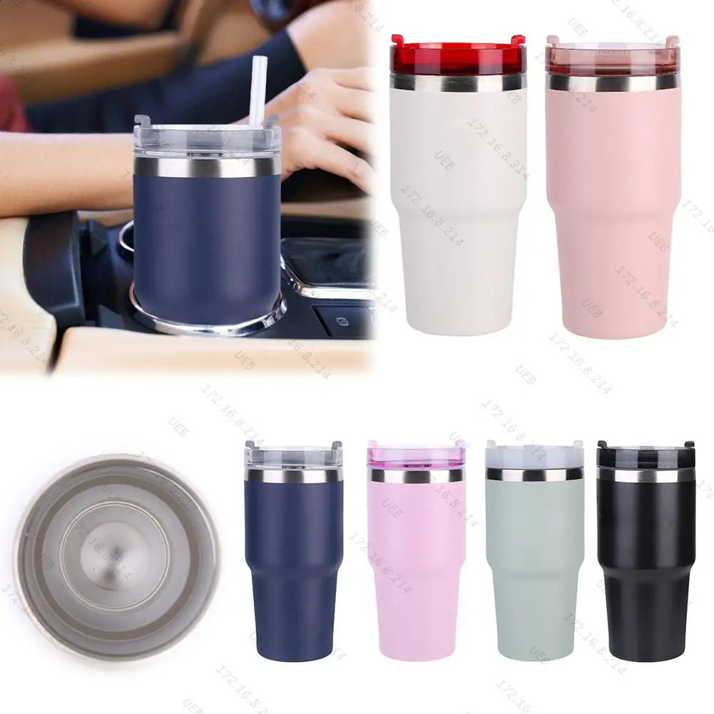 20/40oz stainless steel water bottle with straw water coffee cup car coffee cup travel vacuum 241021