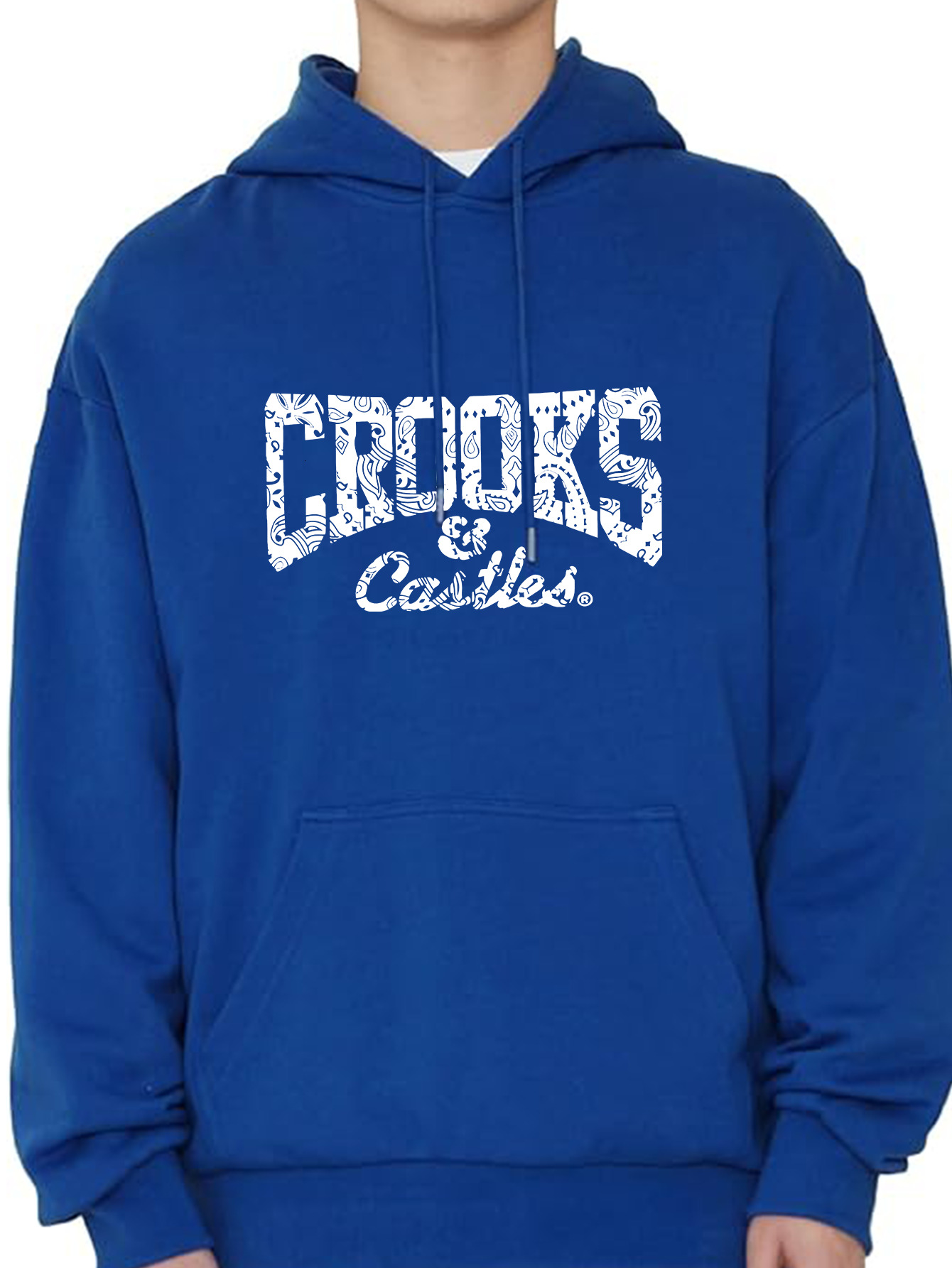 Men's Crooks & Castles Print Hoodie Sweatshirt - Casual Polyester Hoodie with Hood, Knit Fabric, Regular Fit, Elastic, for Fall/Winter Season