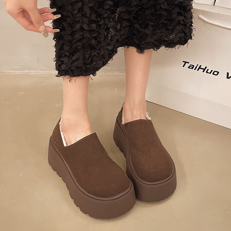 New Thick Soled Height Increasing Autumn Winter Velvet Cotton Shoes