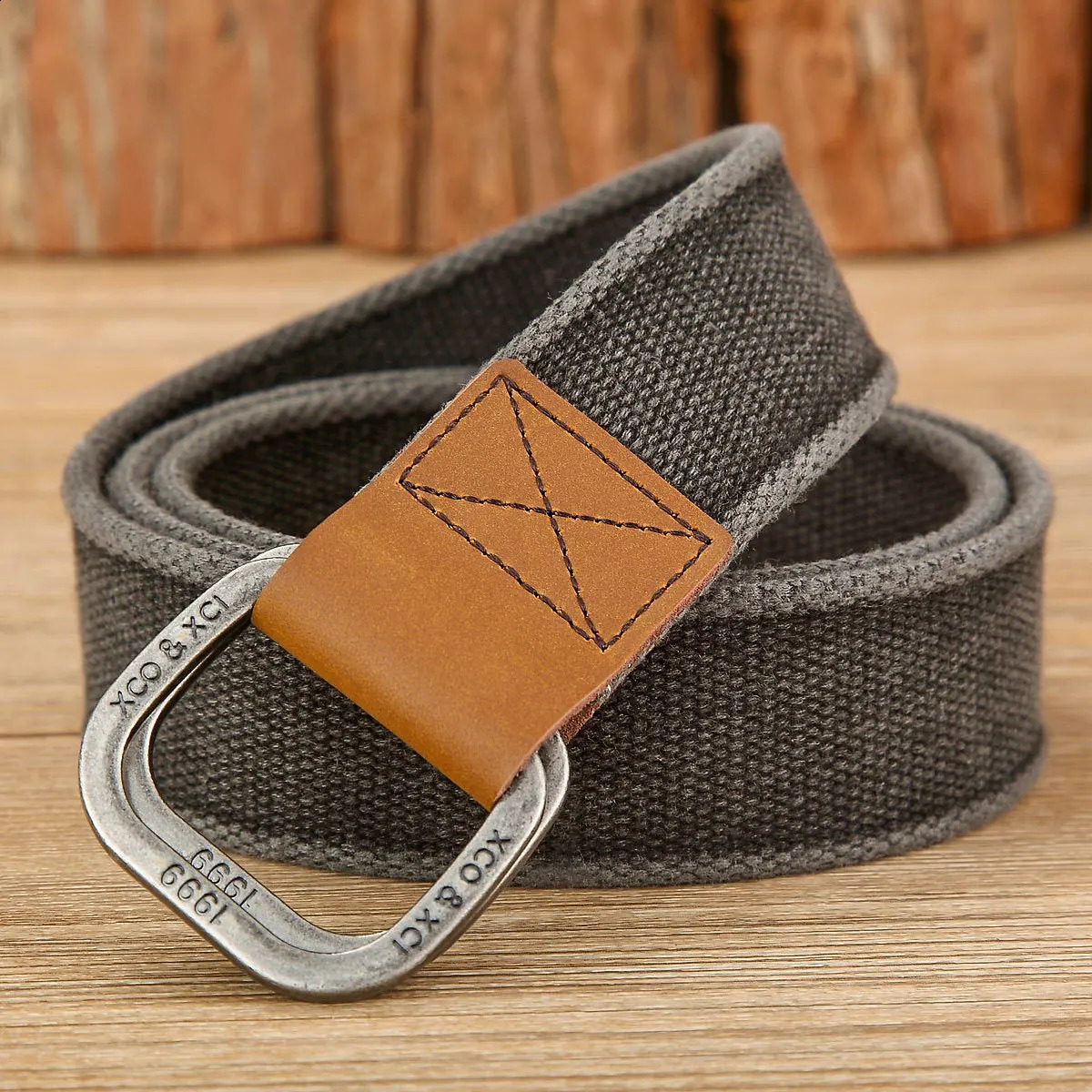 3.8cm Simple Double Ring Alloy Buckle Woven Canvas Cotton Mens Belt Retro Casual Decorative Belt For Men Wholesale 241024