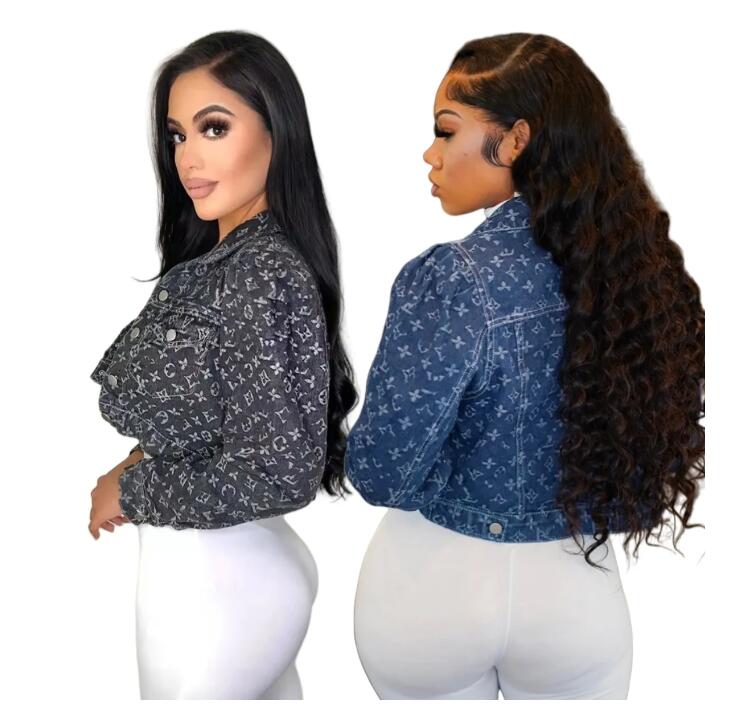 women Denim Jackets new y2k Print Luxury cardigan jean top Women Designer Jacket sports Short Coats Sweatshirt Free Ship