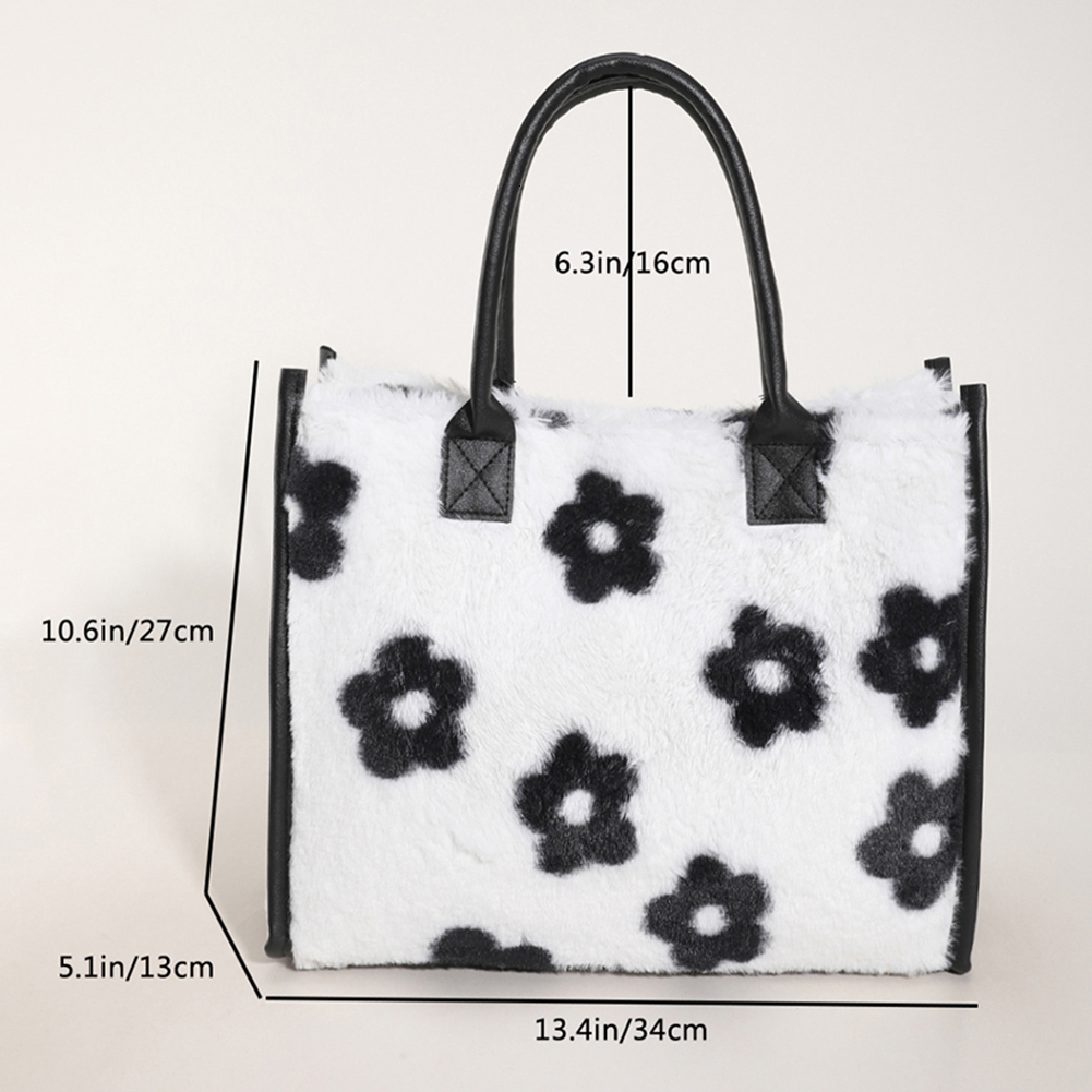 2025 New designer women s furry armpits cow patterned furry shoulders cute handbag Hobo fluffy phone bag Bag winter shopping bag