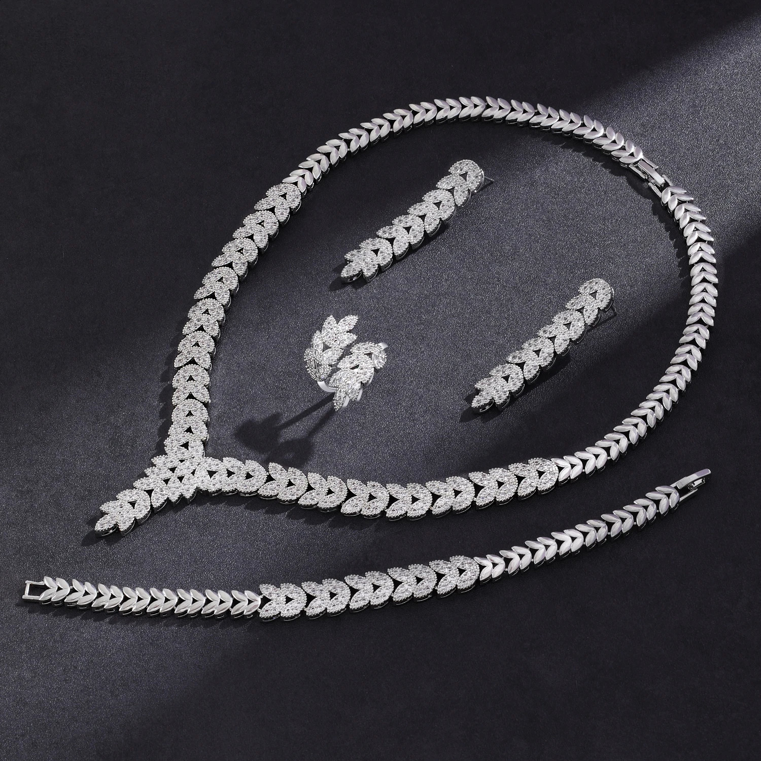 Bridal Zirconia WOMens ParTY Dubai Necklace Bracelet Earrings CZ Crystal Wedding Jewelry Set 241021