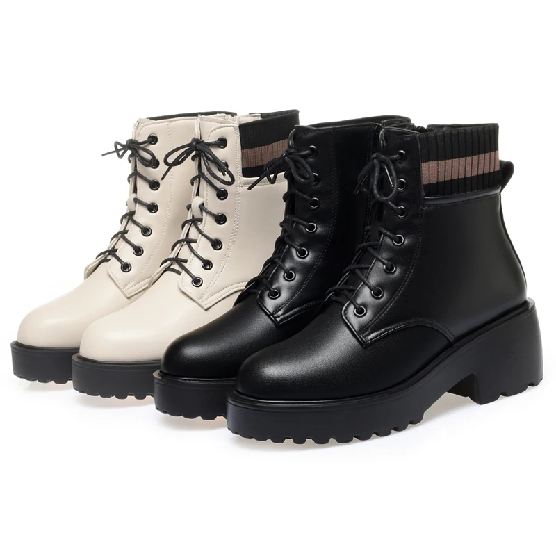 AIYUQI Women's Chelsea Boots Large Size 2024 New Genuine Leather Women Winter Shoes Boots Wool British Style Mid Boots Women