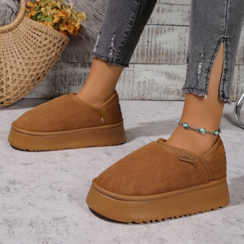 New designer winter thick soled retro snowshoes with warm and plush interior, fashionable women's outdoor casual flat shoes