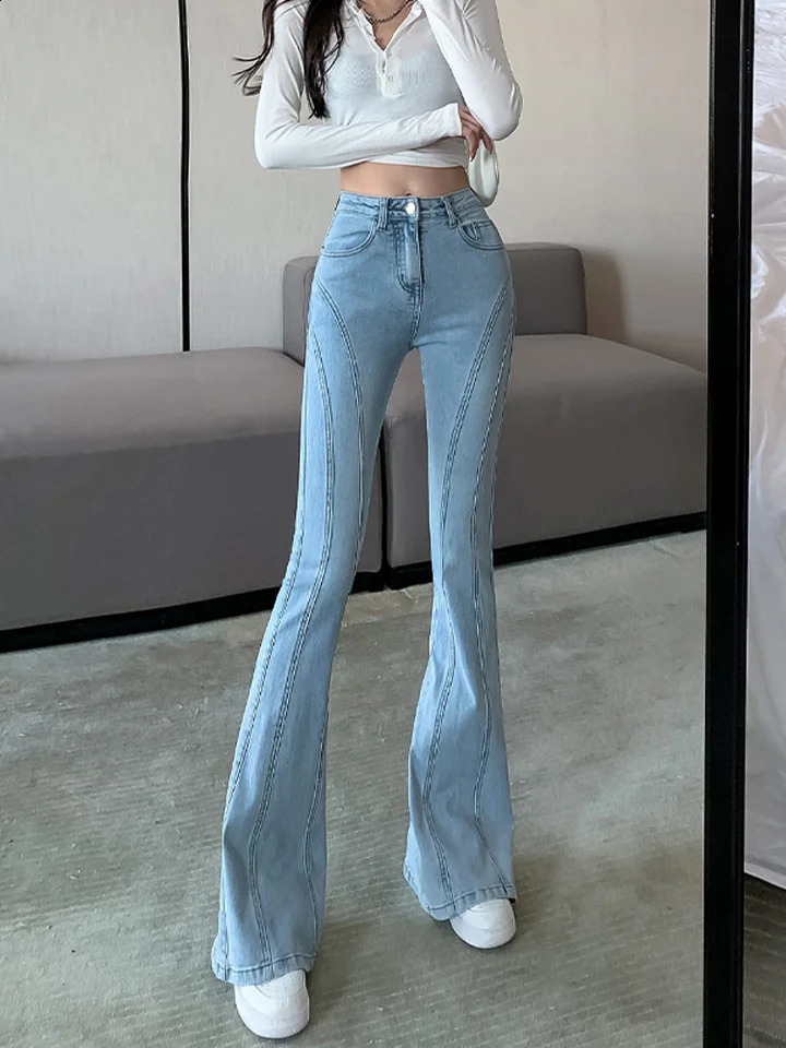 Womens sexy push up high waist wide leg leggings spring autumn stretch long jeans womens Trouthers casual slim fit jeans 241021