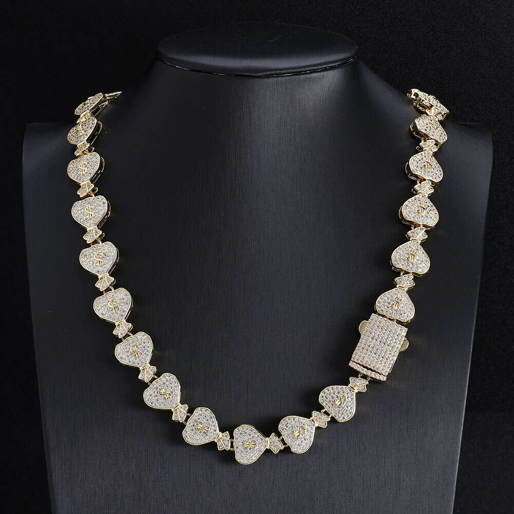 hip hop 15mm usd money bag cuban jewelry high grade men's necklace