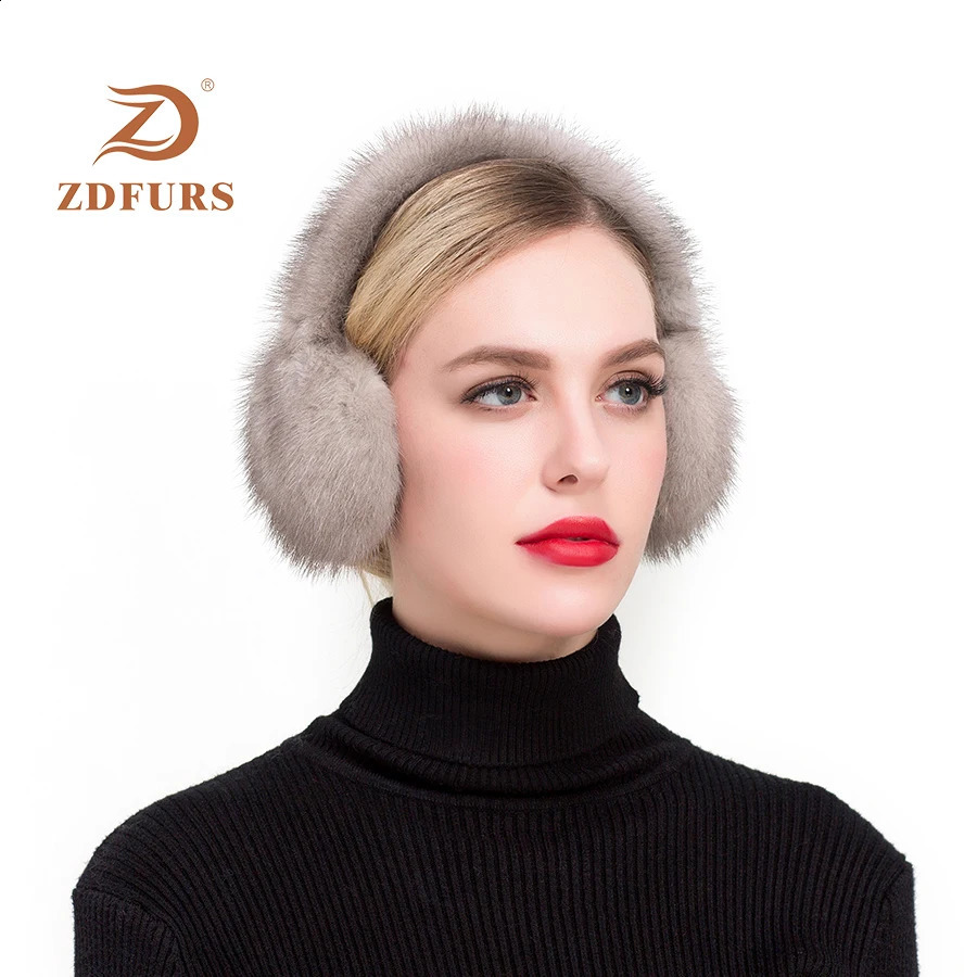 ZDFURS*Fashion Real mink Fur Earmuffs Women Comfortable Warm Earmuffs Ear Warmers For Girls Winter mink Ear Protector 241024