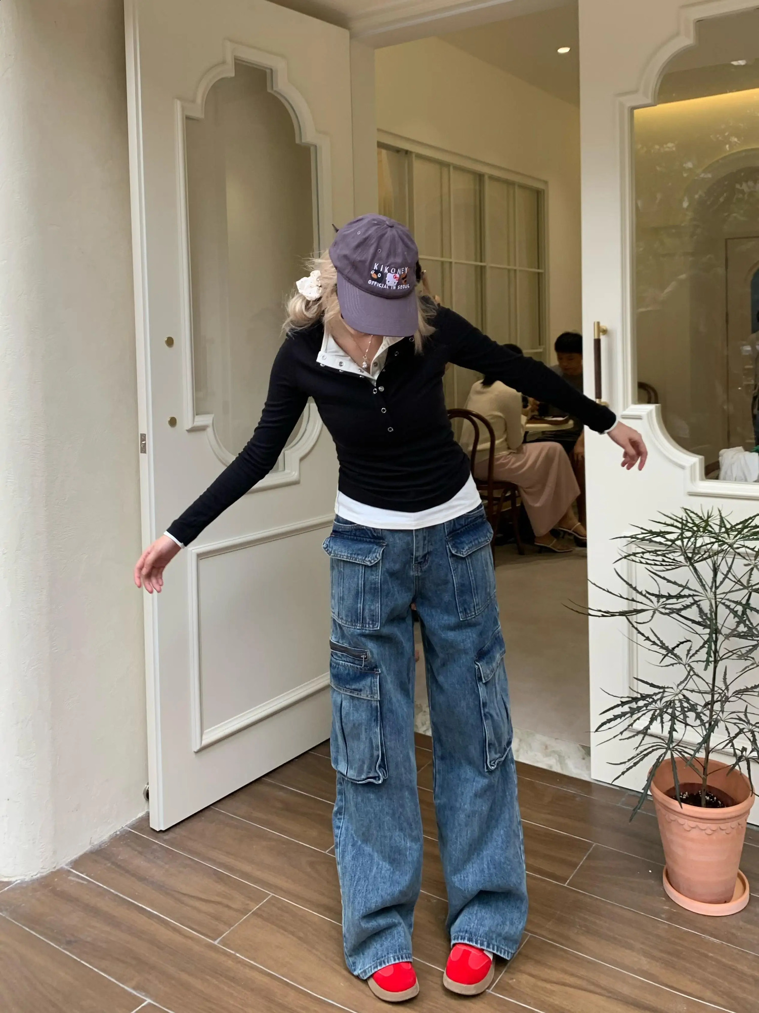 Domx American Retro High Street High Waist Slim Versatile Work Jeans Wide Leg Pants Womens Straight Loose Pants 241021