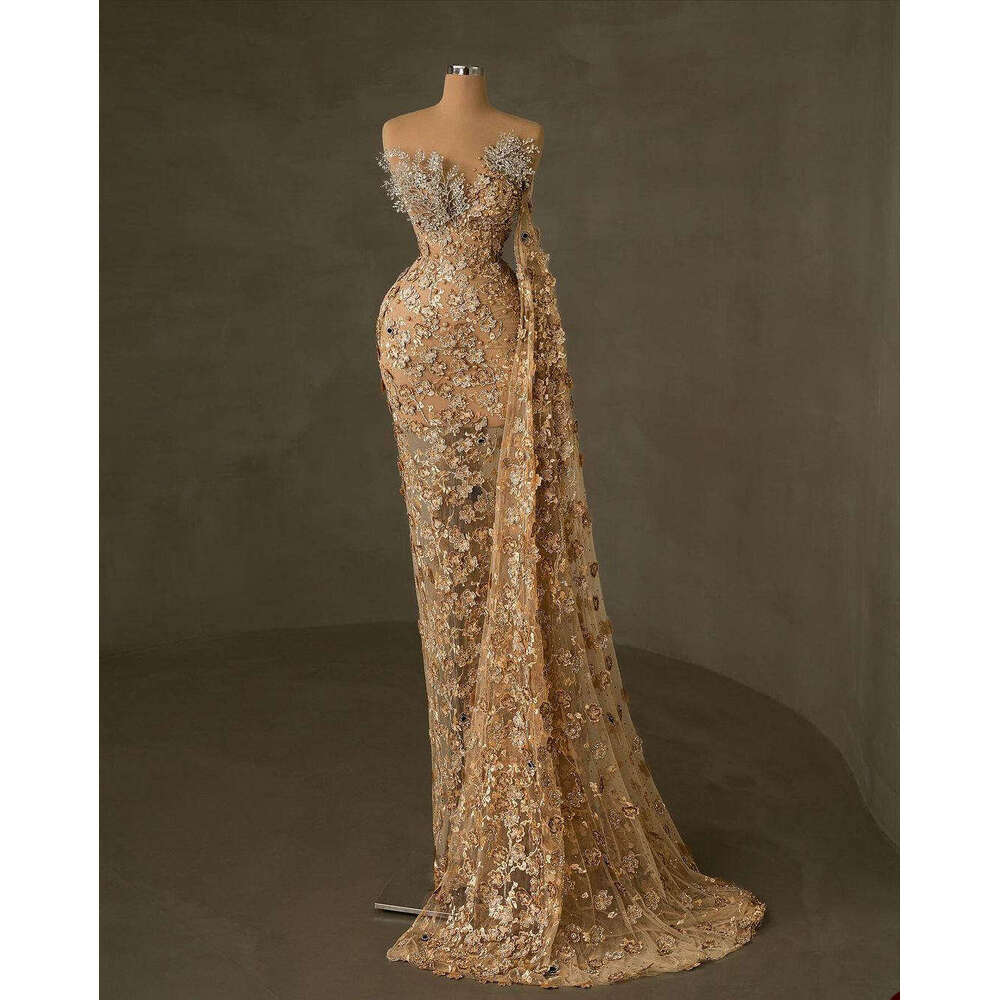 Illusion Wedding Dress Mermaid Strapless Crystal Pearls Sleeveless Detachable Train Bride Gown Vestido De Noiva Custom Made 0226Lz