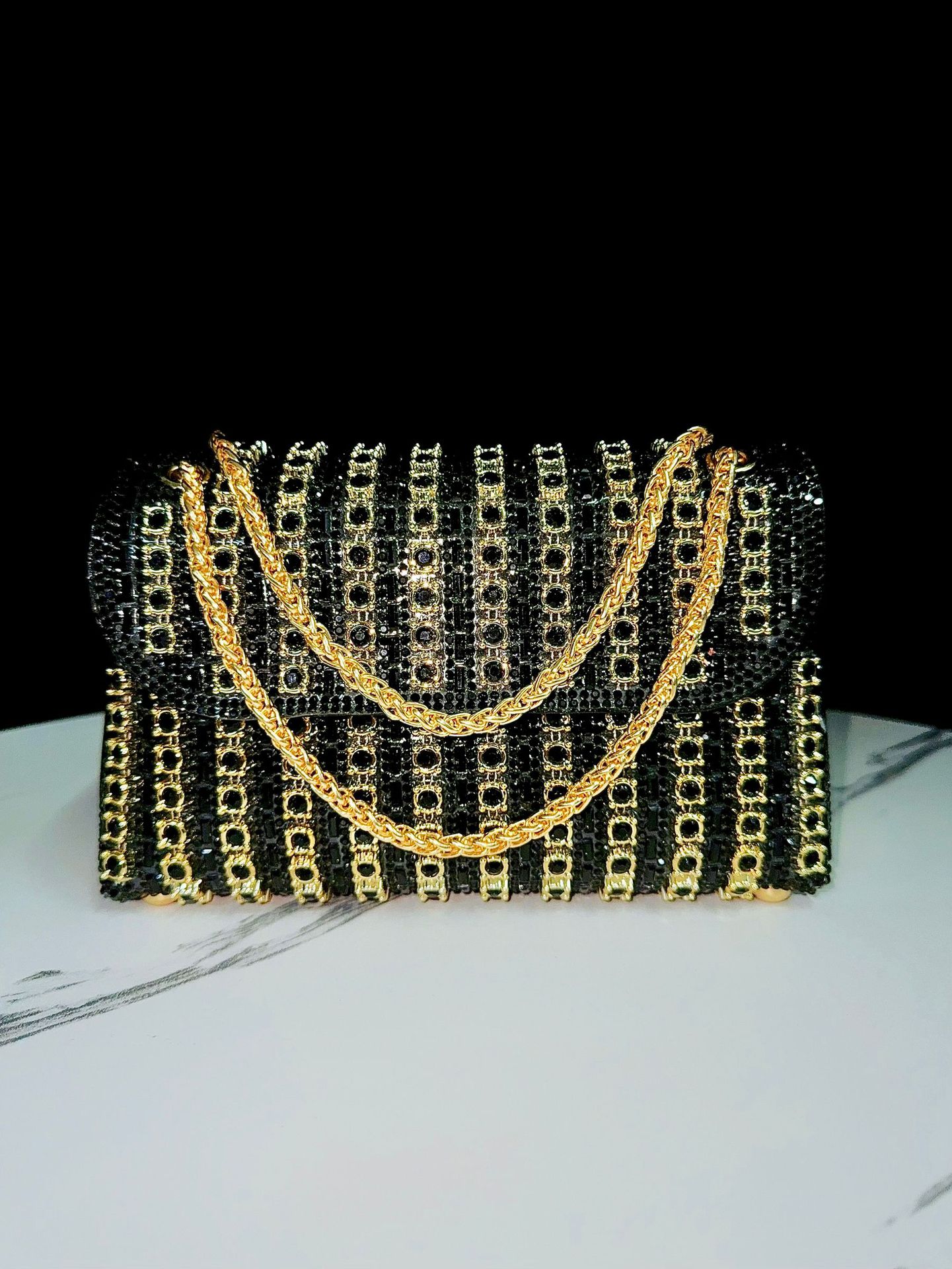 Women Handbag Crysta Daimond Shoulder Bag Black Silver Ladies Crossbody Bag Clutch Purse Evening Banquet Bag