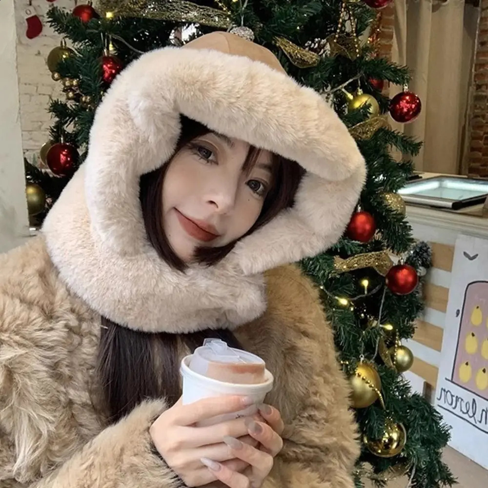 Casual Winter Warm Russia Hats Windproof Coldproof Fluffy Lei Feng Cap Thickened Suede Plush Ear Protection for Outdoor Cycling 241024