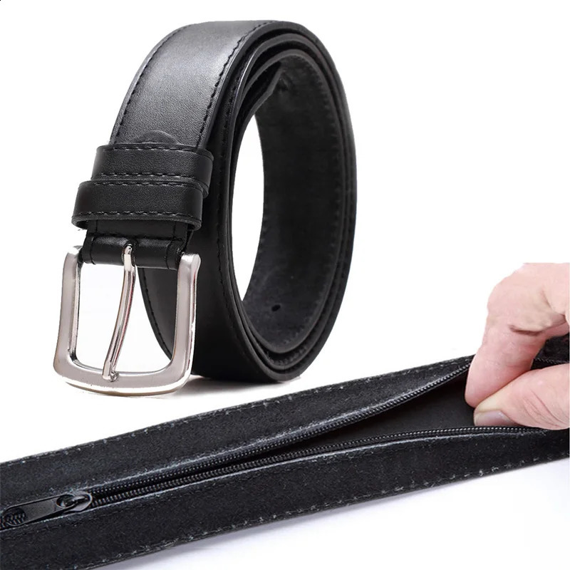 Travel Cash Anti Theft Belt Waist Bag Men Portable PU Materials Zipper Pin Buckle Belts Women Outdoor Hidden Money Strap Belt 241024
