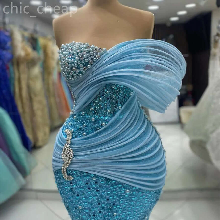 Prom Ebi Aso Mermaid Dress Pearls Crystals Sequined Evening Formal Party Second Reception Birthday Engagement Gowns Dresses Robe De Soiree Zj Es Es