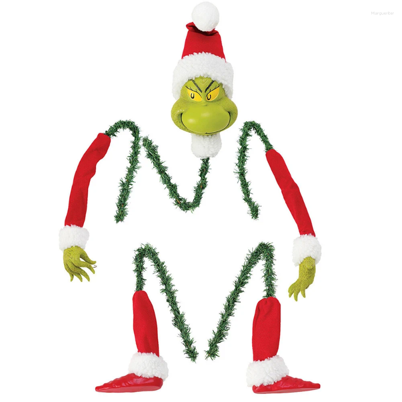 Christmas Decorations 5PCS Green People Tree Ornaments Hanging Holder Grinch Max Plush Stuffed Doll Toys Decor Gift 25x17x14cm