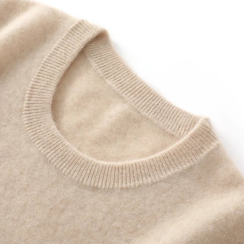 100% Merino Wool Sweater Mens Round Neck Knitted Hoodie Spring Autumn Cashmere Versatile Basic Menswear 241021