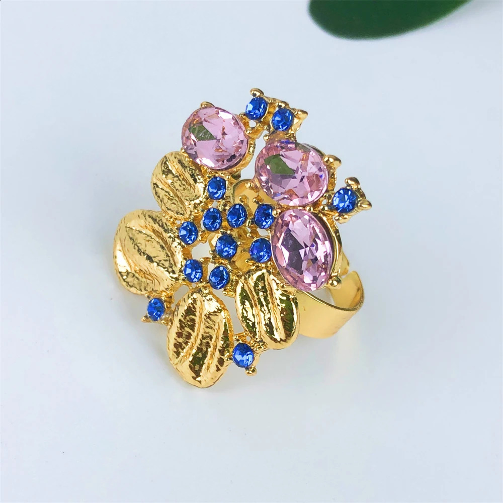 ESALE Vintage Opal Jewelry Set For Women Necklace Earrings Bracelet And Ring 18K Gold Plated Dubai Nigeria Jewelry 250317