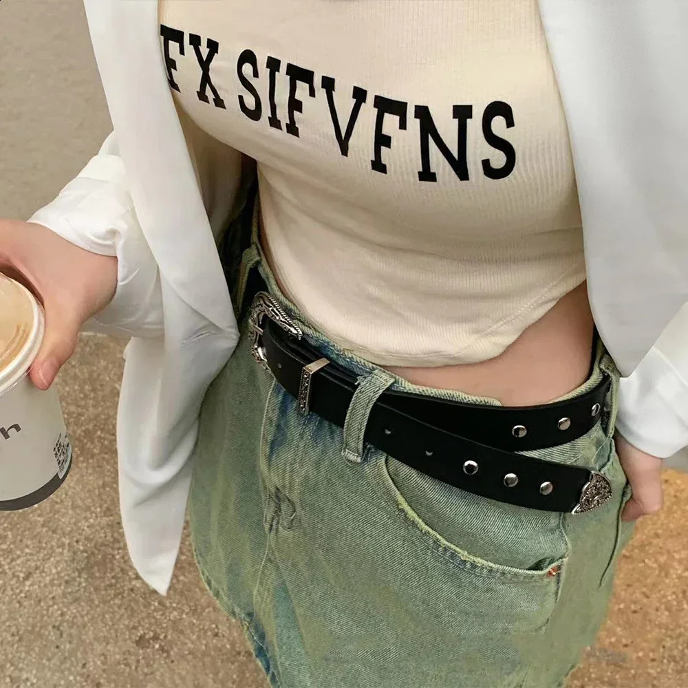 Vintage Rivet Gothic Belt Punk Y2k Metal Buckle Belts Pu Waistband Belt Women Men Jeans Pants Decor Belt 241024