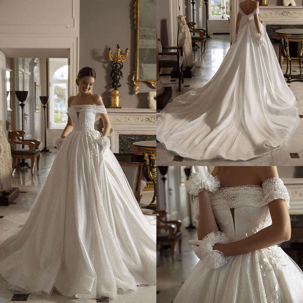 Illusion Wedding Dress A-E Strapless Off The Shoulder Appliques Sequins Sleeveless Bride Vestido De Noiva Custom Made 0228Lz