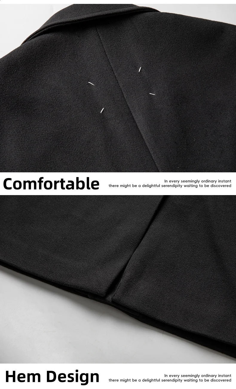 Retro double-sided wool coat mens mid length knee thick tweed autumn thick set windbreaker warm and soft 241021