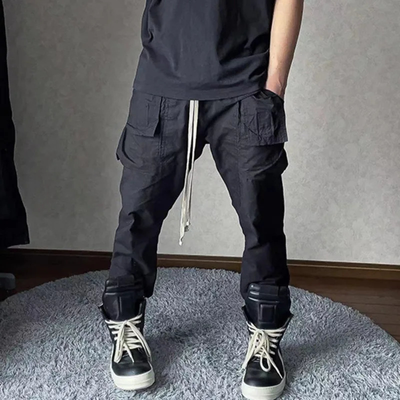 IEFB Mens Dark Motorcycle Casual Pants with Multi Pocket Function American Style Autumn/Winter 9C7900 241021