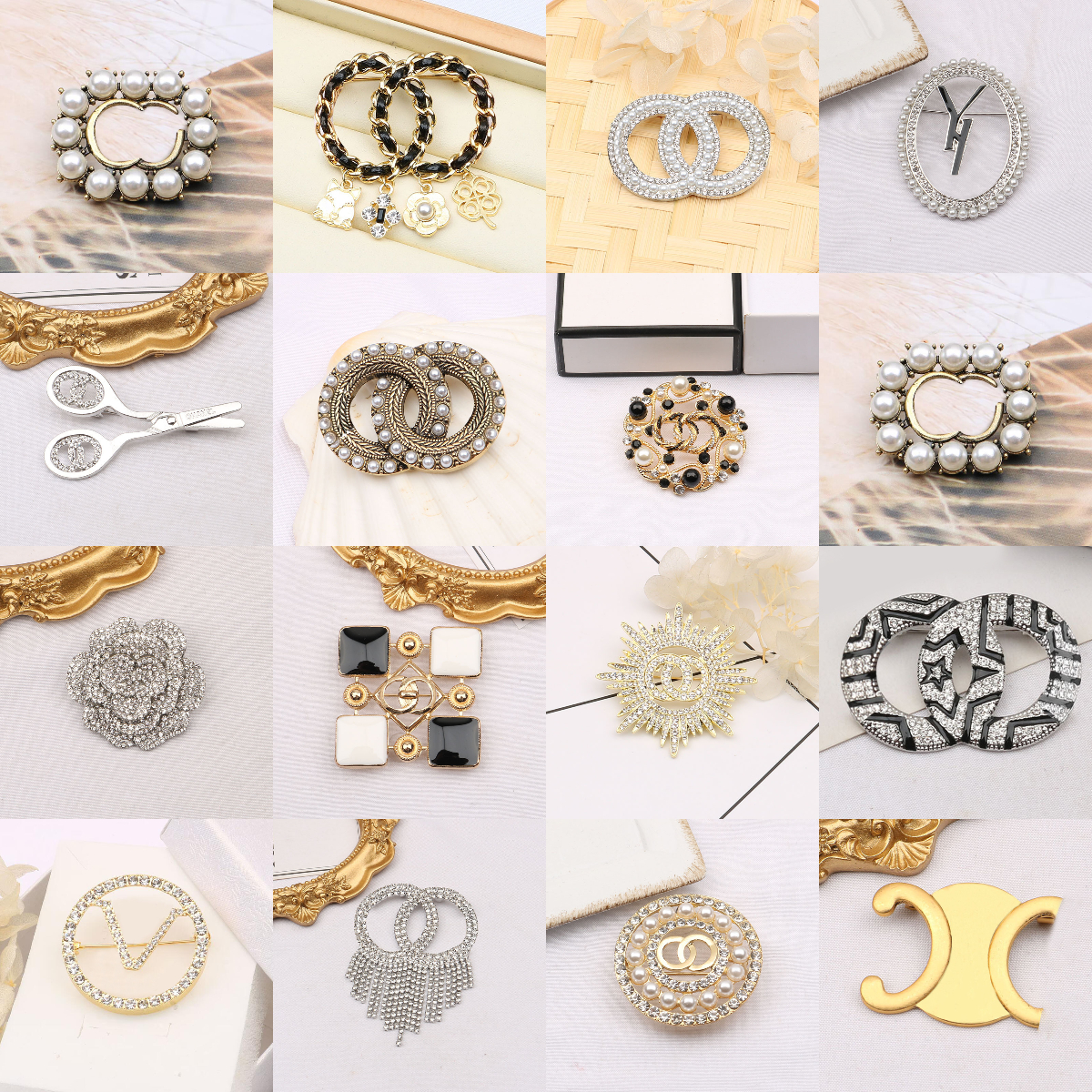 200Styles Designer Brooch Initials Crystal Brooches Pin Geometric Cross Semicircle Pearl Pins for Women Clothing Decoration Jewelry Accessories Mixed Send