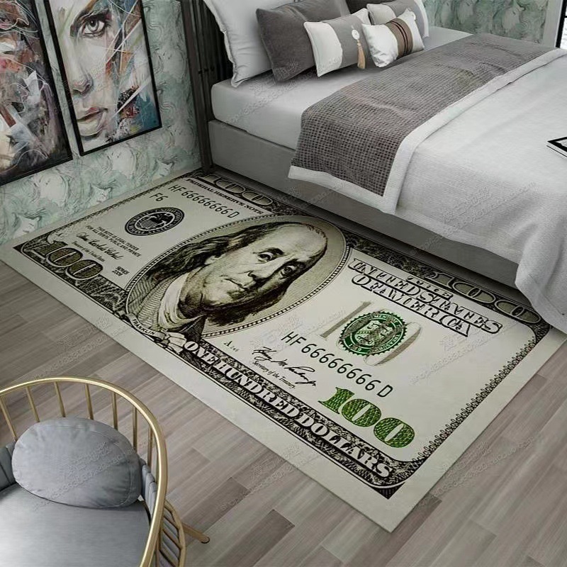 Carpets Crative Non-Slip Area Rug Modern Home Decor Carpet Runner Dollar Printed Carpet One Hundred Dollar 100 Bill Print