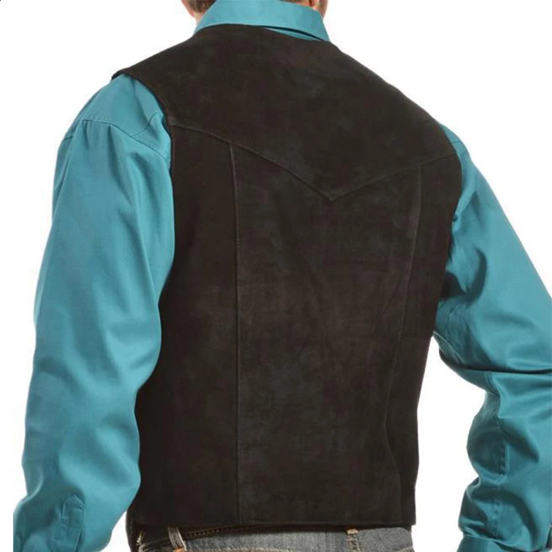 Men's Suede Spring Vest Coat - V-Neck Button Casual Slim Waistcoat B4