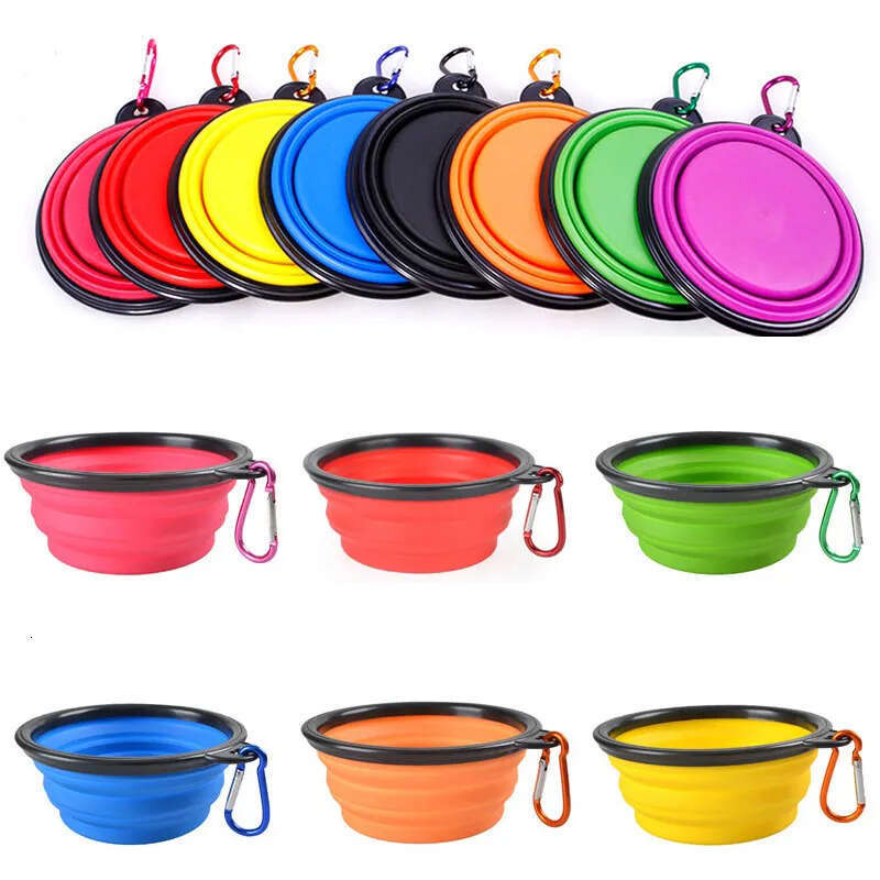 Portable Bowl Feeder 2 Silicone Folding In 1 Pet Dispenser Outdoor Travel Dog Cat With Carabiner Bottle Food Water Container