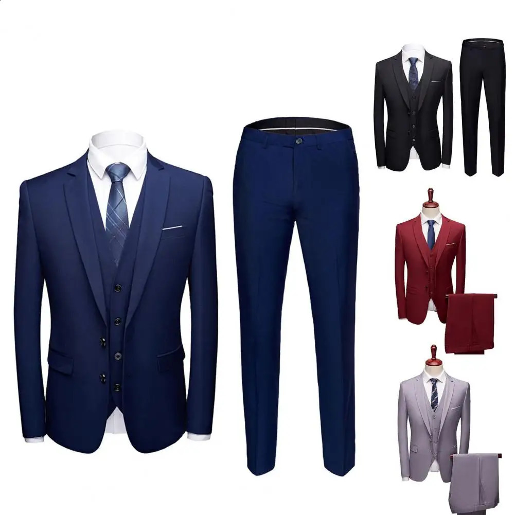 Great Men Suit Pockets Slim Fit Formal Separates 3 Piece Set Plus Size for Groom 241021