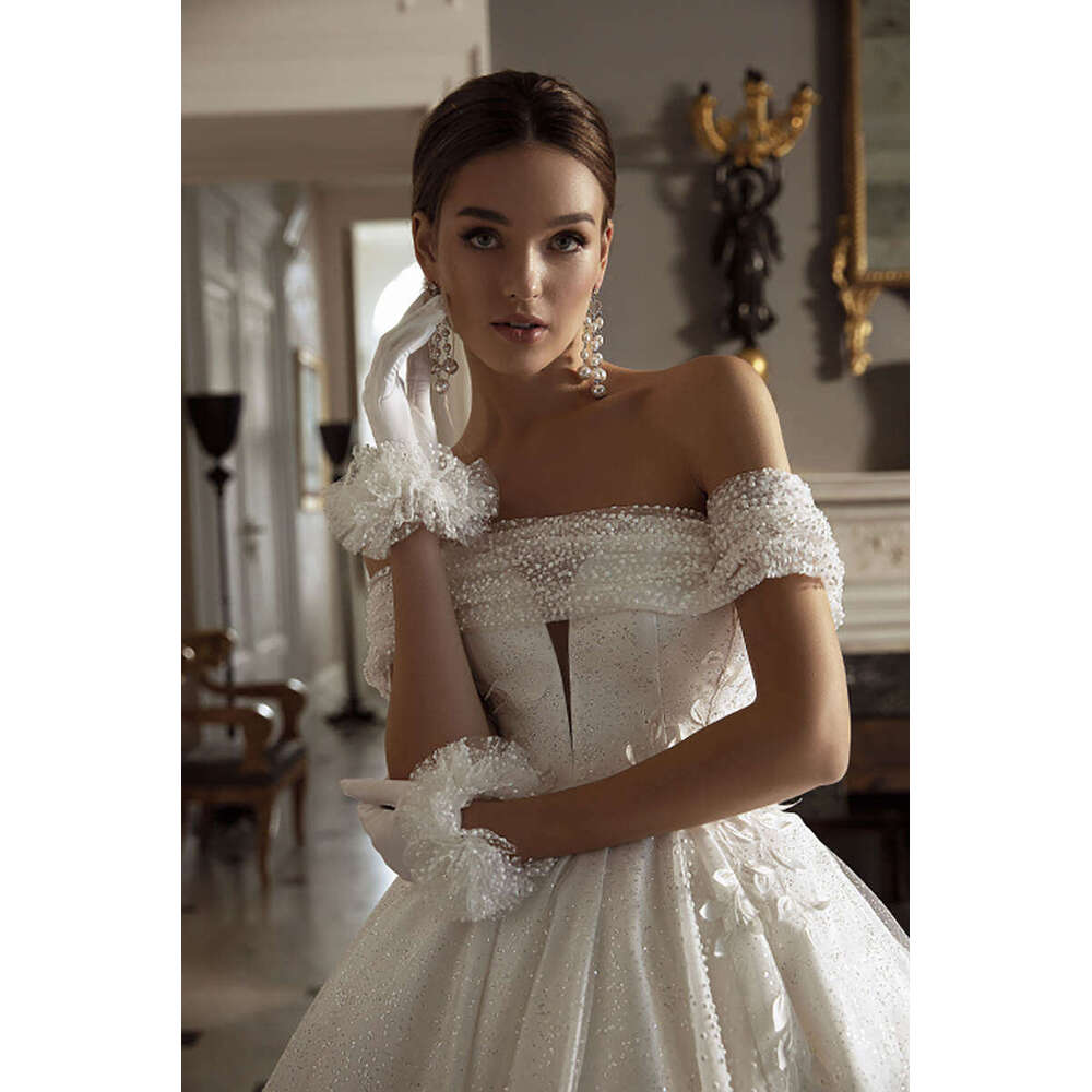 Illusion Wedding Dress A-E Strapless Off The Shoulder Appliques Sequins Sleeveless Bride Vestido De Noiva Custom Made 0228Lz