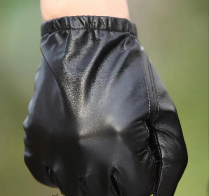 Top Fashion Men Genuine Leather Gloves Wrist Sheepskin Glove For Man Thin Winter Driving Five Finger Rushed HP513-03 241024