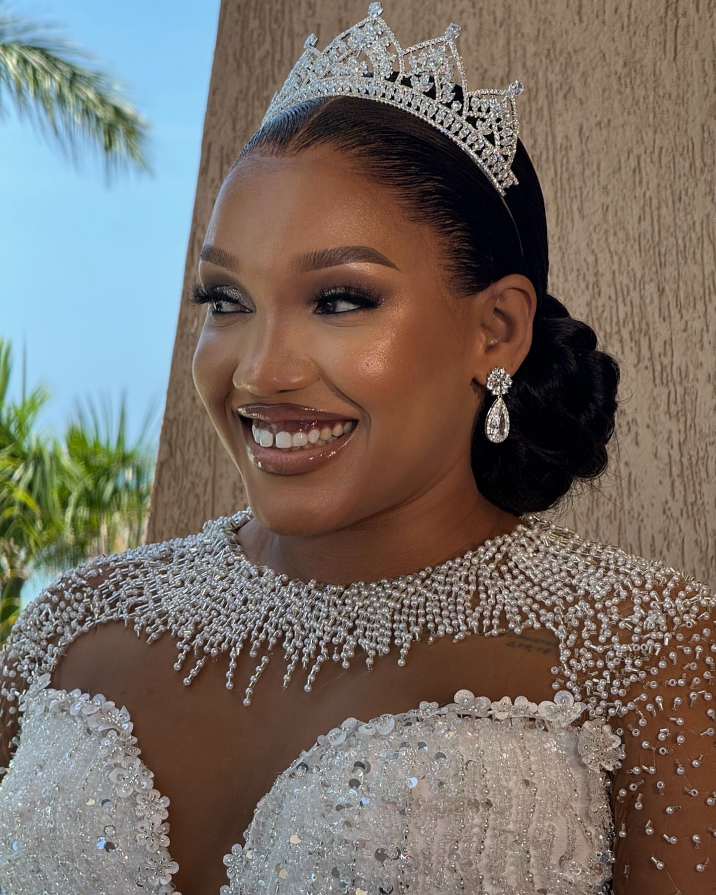 2024 Arabic Aso Ebi Plus Size Ivory Mermaid Wedding Dresses Urious Wers Beaded Full Sleeves Charming Eelgant Bridal Gowns Dress 0218