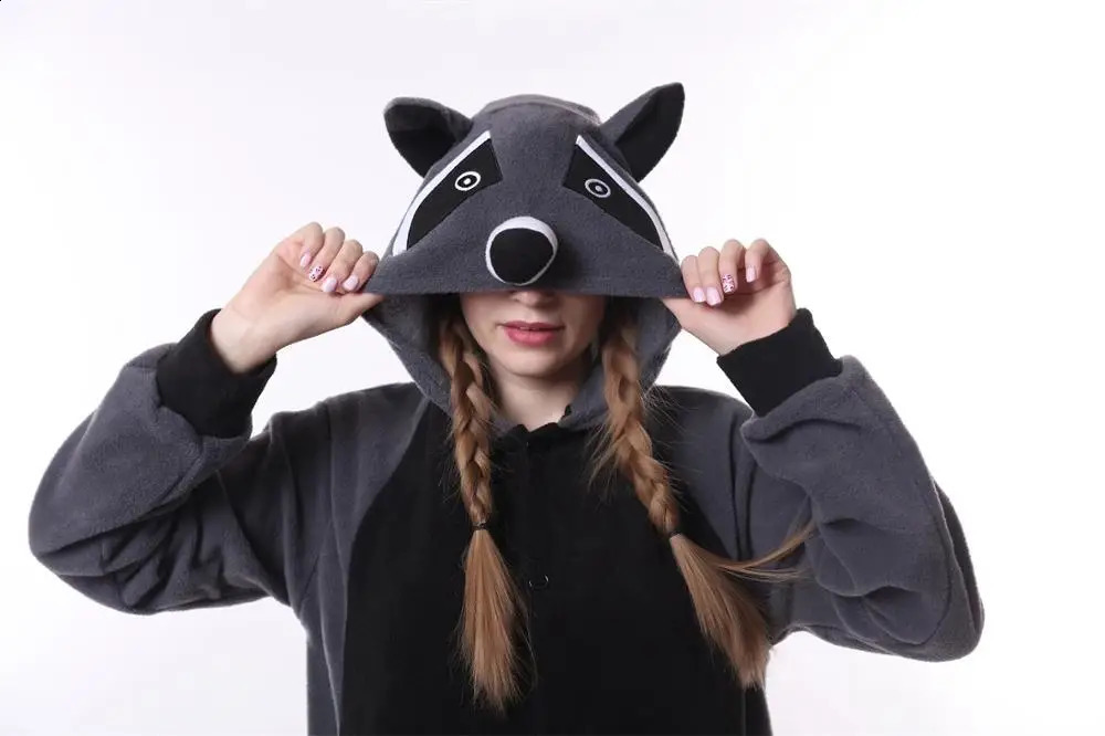 Blue stitching Kigurumi animal adult panda shark Onesies pajamas raccoon costume dragon jumpsuit Christmas 241019 - view 5