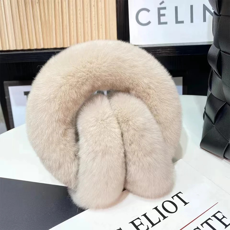MPPM Natural 100% Rex Rabbit Fur Earmuffs Winter Accessories for Women Winter Ear Muffs Fluffy Earmuffs Ear Cover for Winter 241024