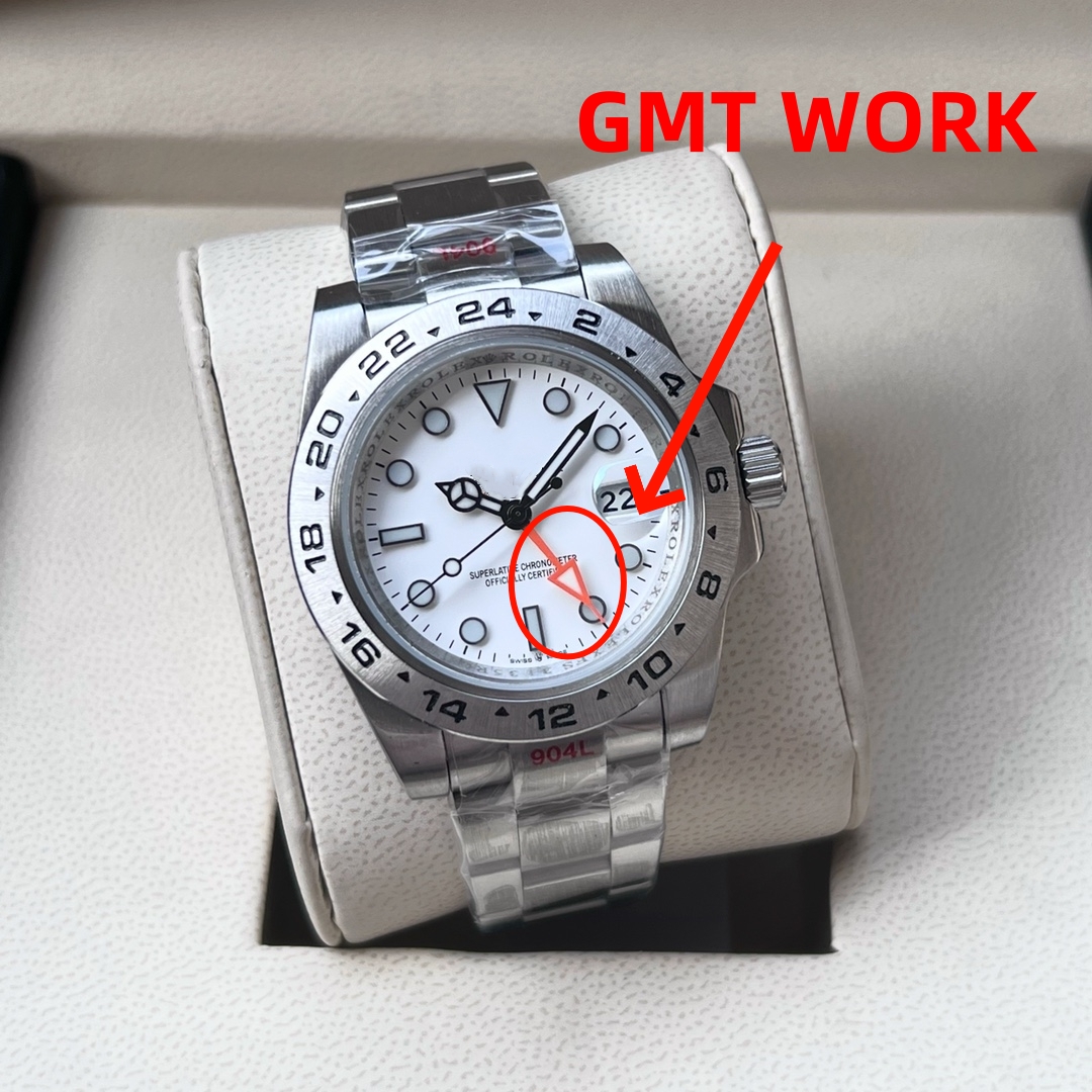 GMT-Work 2 Colors Mens watches 42MM Automatic 2813 Movement Watch Night light Sapphire Waterproof Sports Self-wind Fashion Wristwatches modified Explorer watch